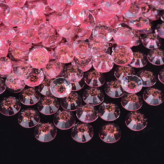 Glitter Transparent Rhinestones - Rose