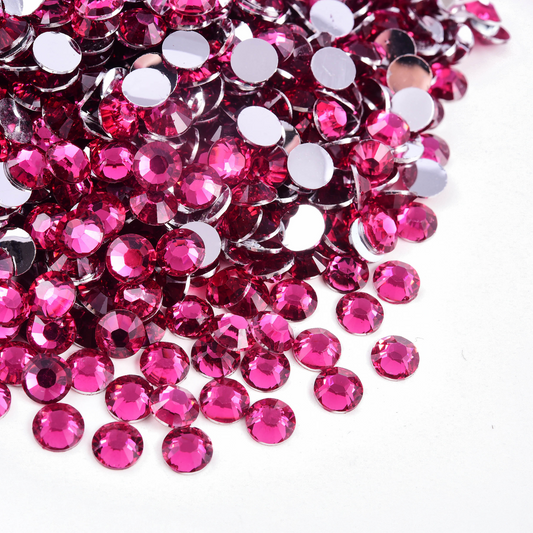 Non Hotfix Silver Back Rhinestones - Hot Pink