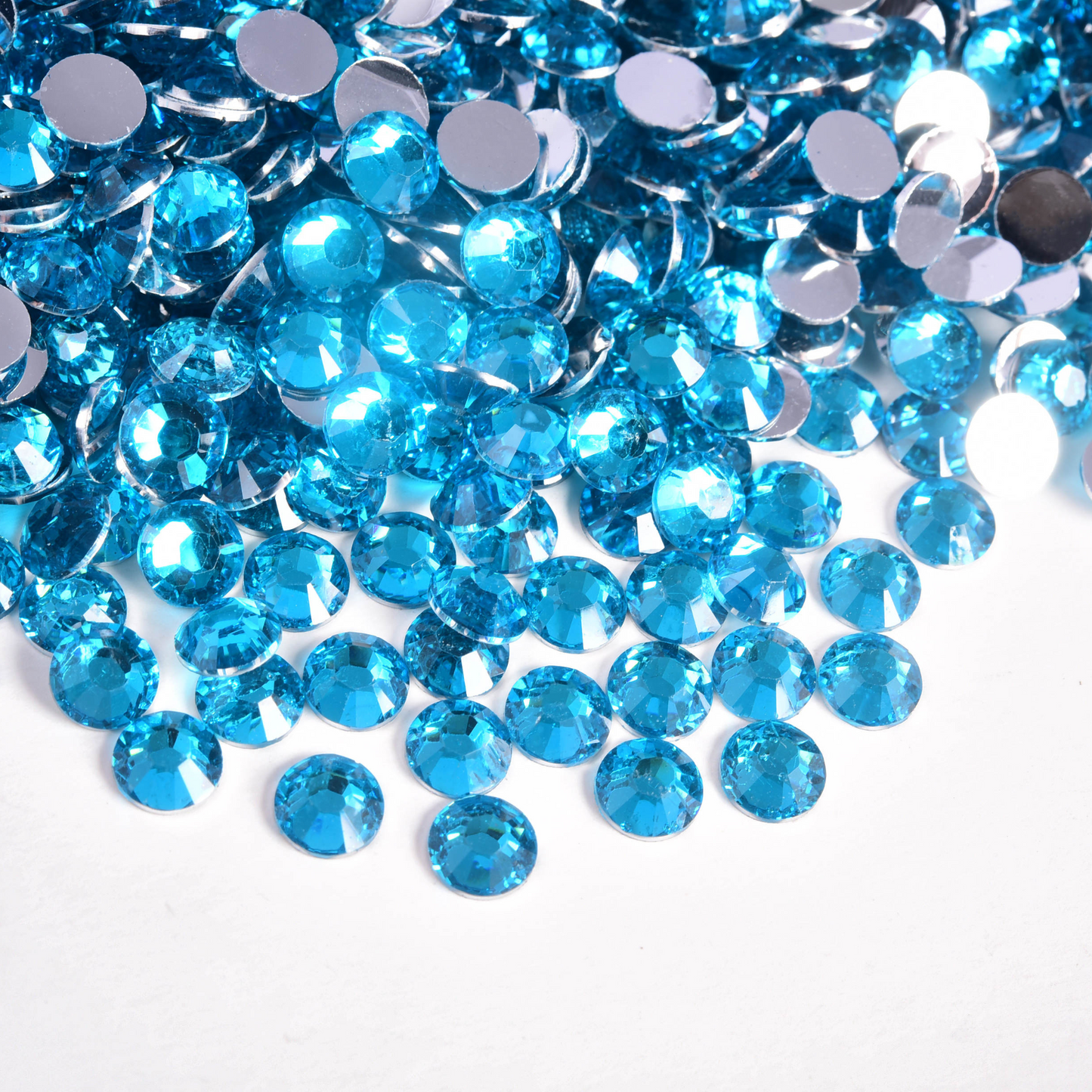 Non Hotfix Silver Back Rhinestones - Capri Blue