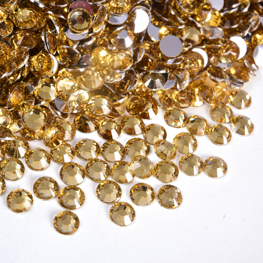 Non Hotfix Silver Back Rhinestones - Honey Topaz