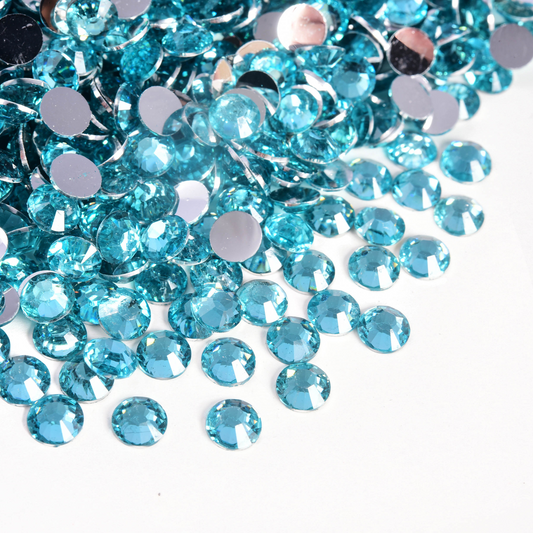 Non Hotfix Silver Back Rhinestones - Aquamarine