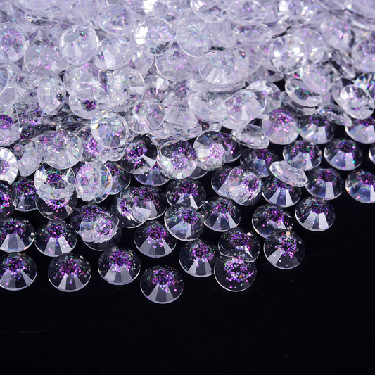 Glitter Transparent Rhinestones - White