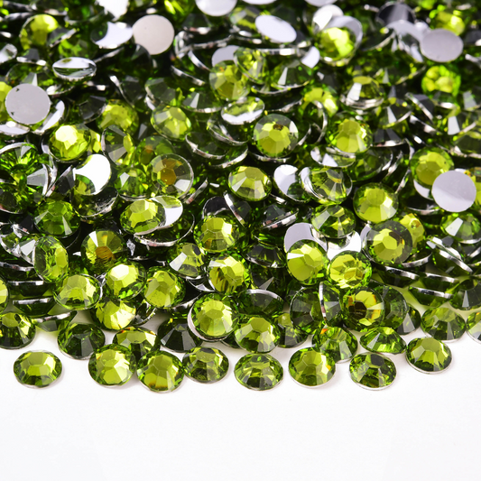 Non Hotfix Silver Back Rhinestones - Olive